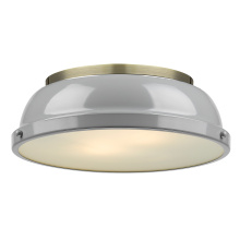 Golden 3602-14 AB-GY - Yep by Golden Lighting Duncan 2-light Flush Mount in Aged Brass and Gray shade